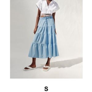 Zara tiered maxi gingham skirt